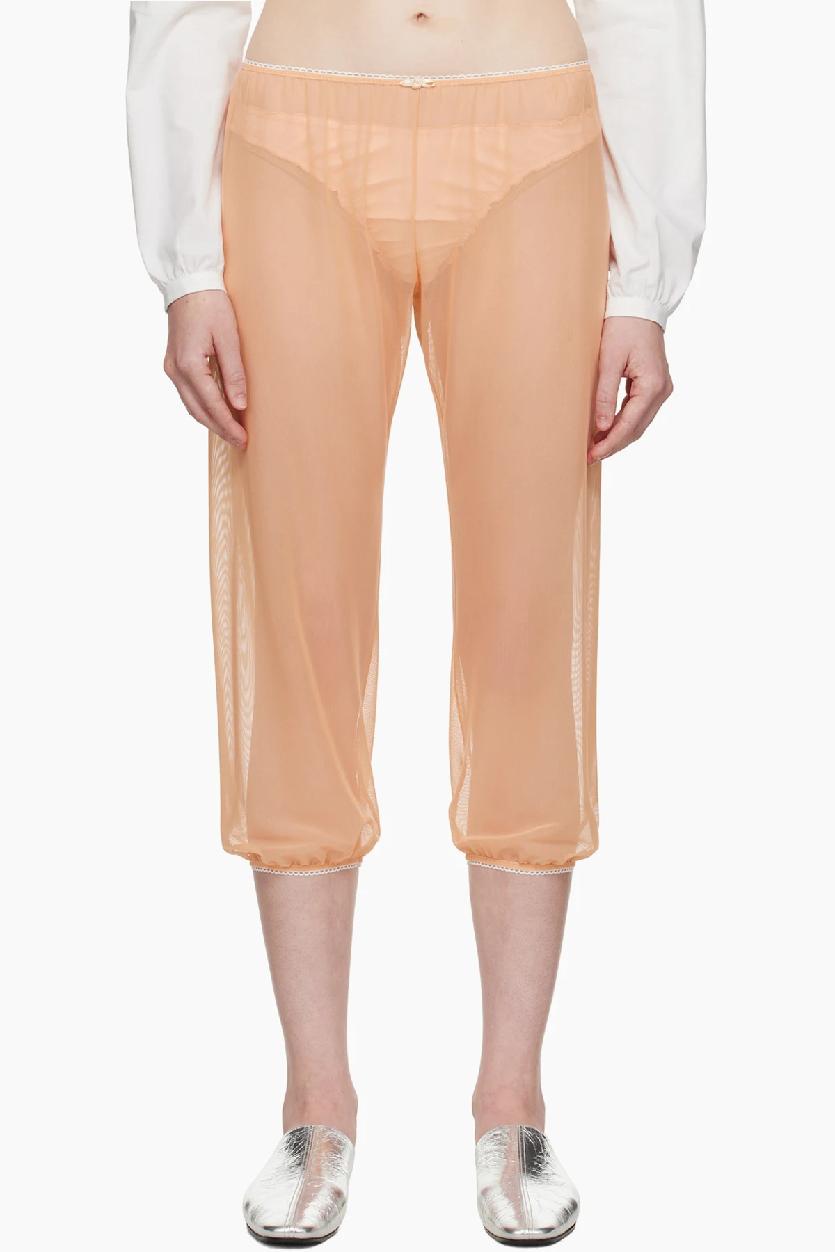 Orange Stretch Tulle Sleep Capri Trousers