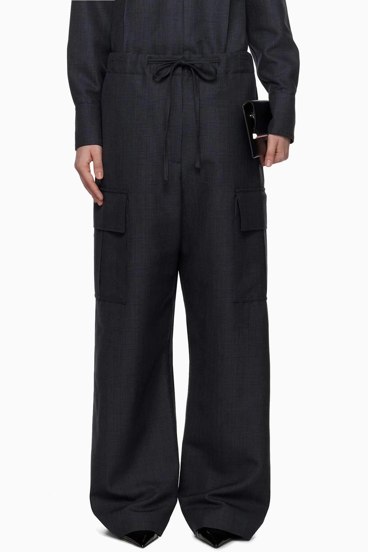 Gray Prince Of Wales Cargo Trousers