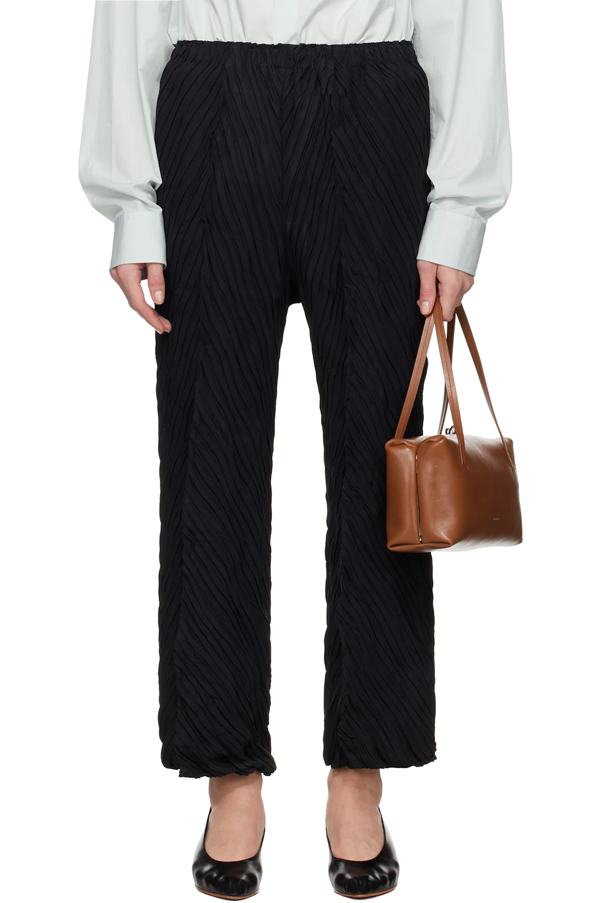 Black Wrinkled & Twisted Trousers