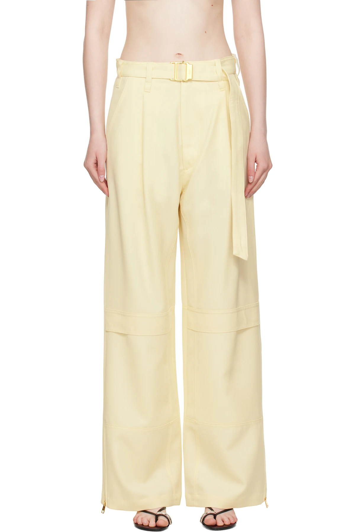 Yellow Wool Cargo Pants