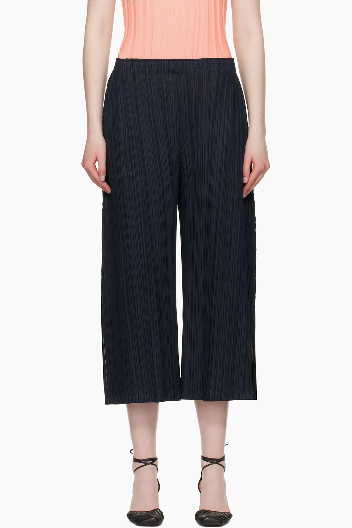 Navy Mellow Pleats Trousers