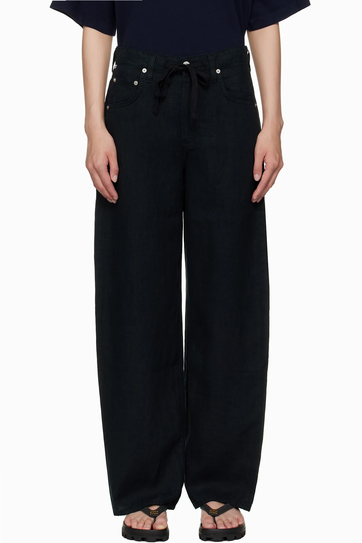Black Brynn Linen Trousers