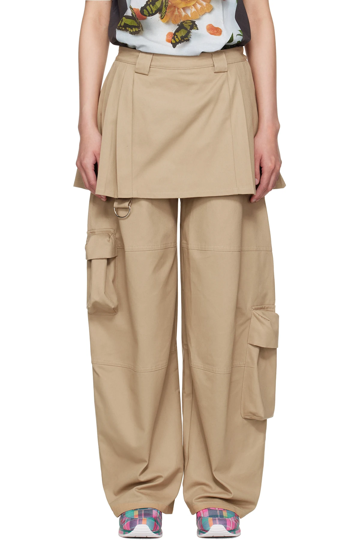 Tan Lawn Skirt Cargo Pants