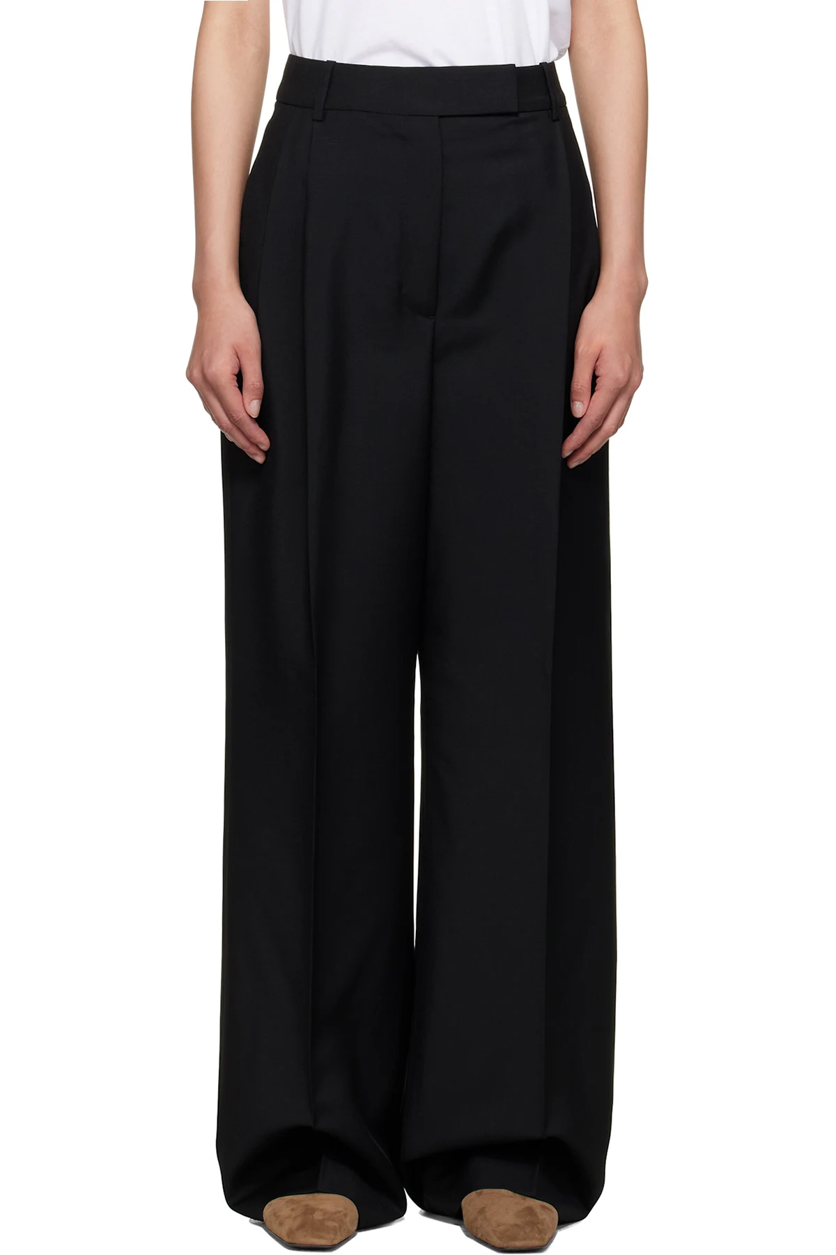 Black Mid-Waist Tailored Trousers