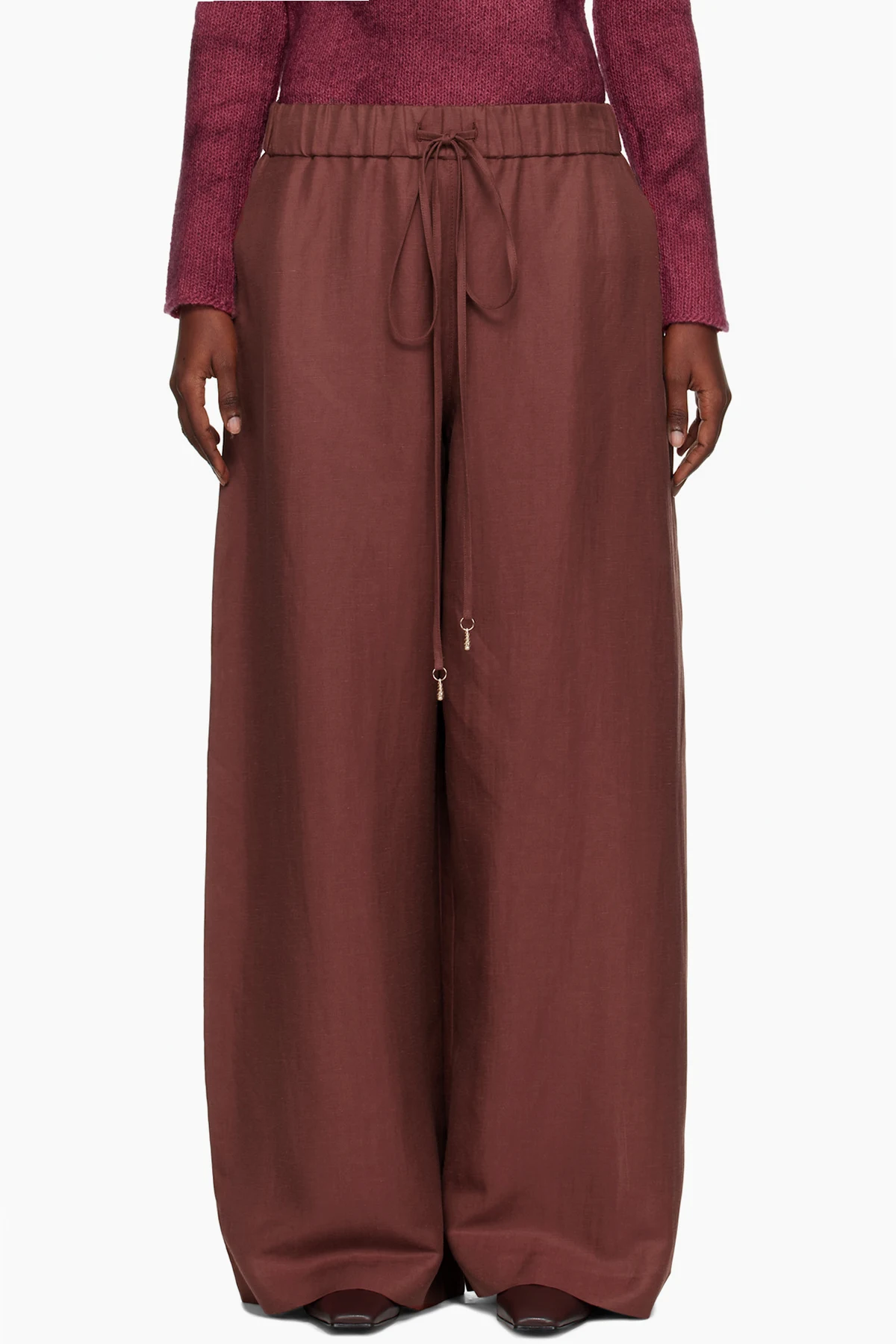 Burgundy Gelos Wide-Leg Trousers