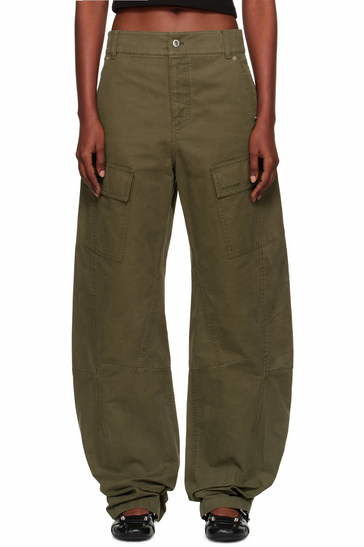 Khaki Curved Trousers