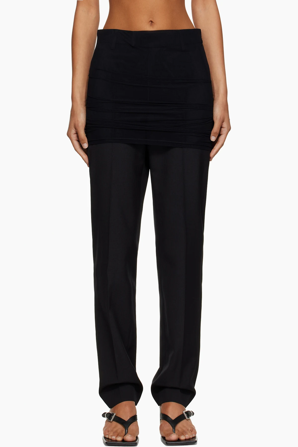 Black Light Wool Blend Trousers