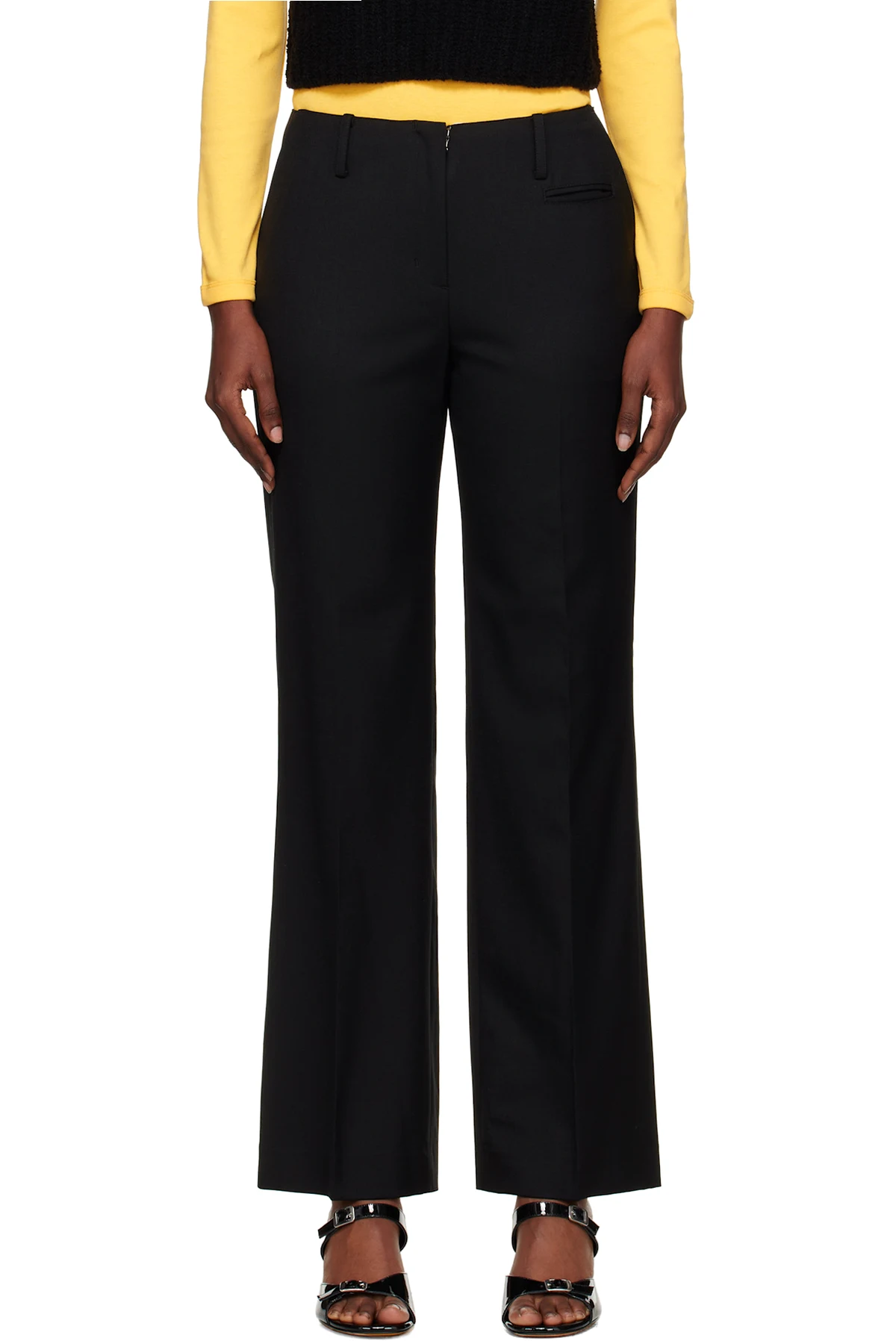 Black Low-Rise Tailored Wool Trousers