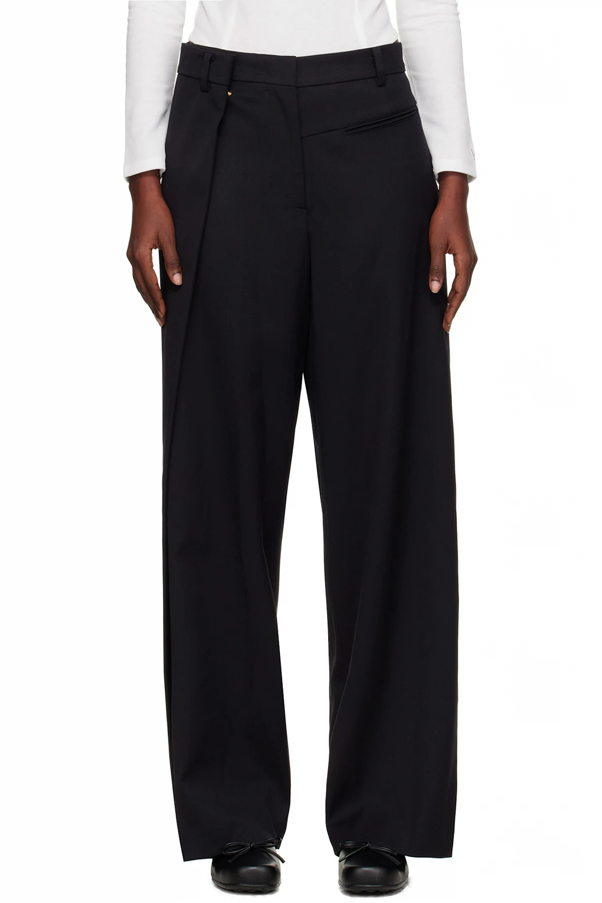 Black Wrap-Over Waist Trousers