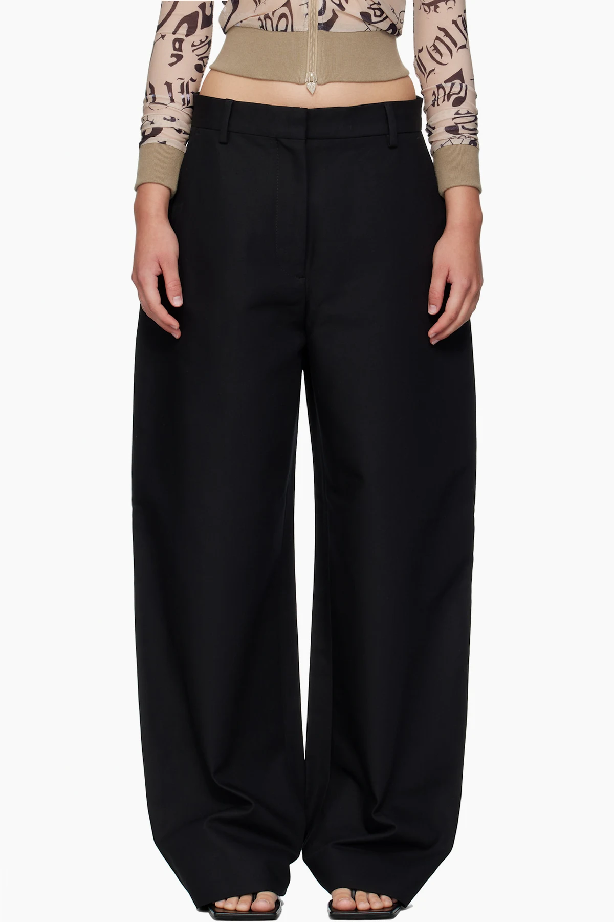 Black Tailored Satin Trousers