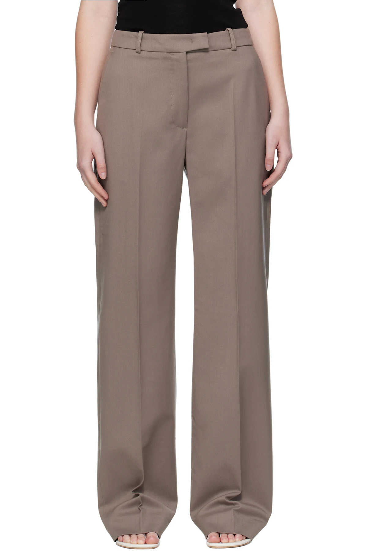 Taupe Lenora Straight Trousers