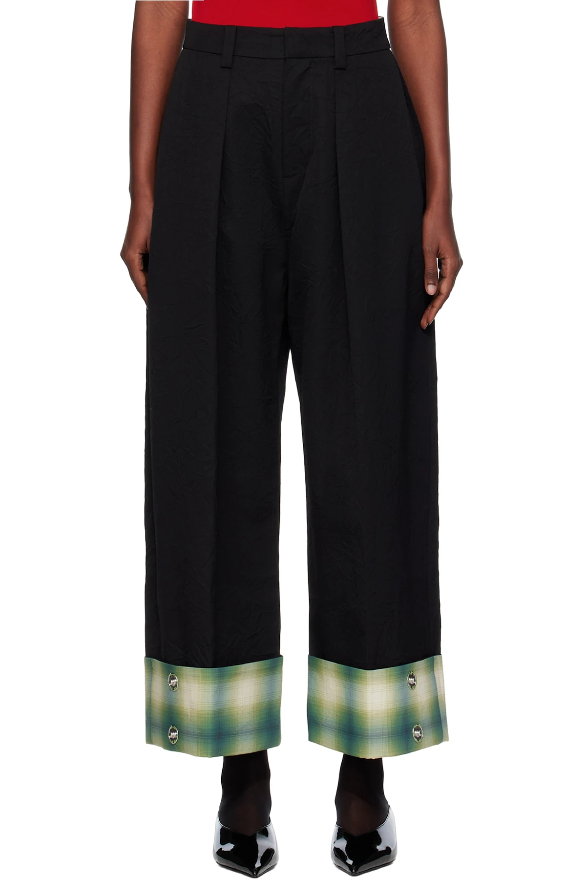 Black Wrinkled Palazzo Trousers
