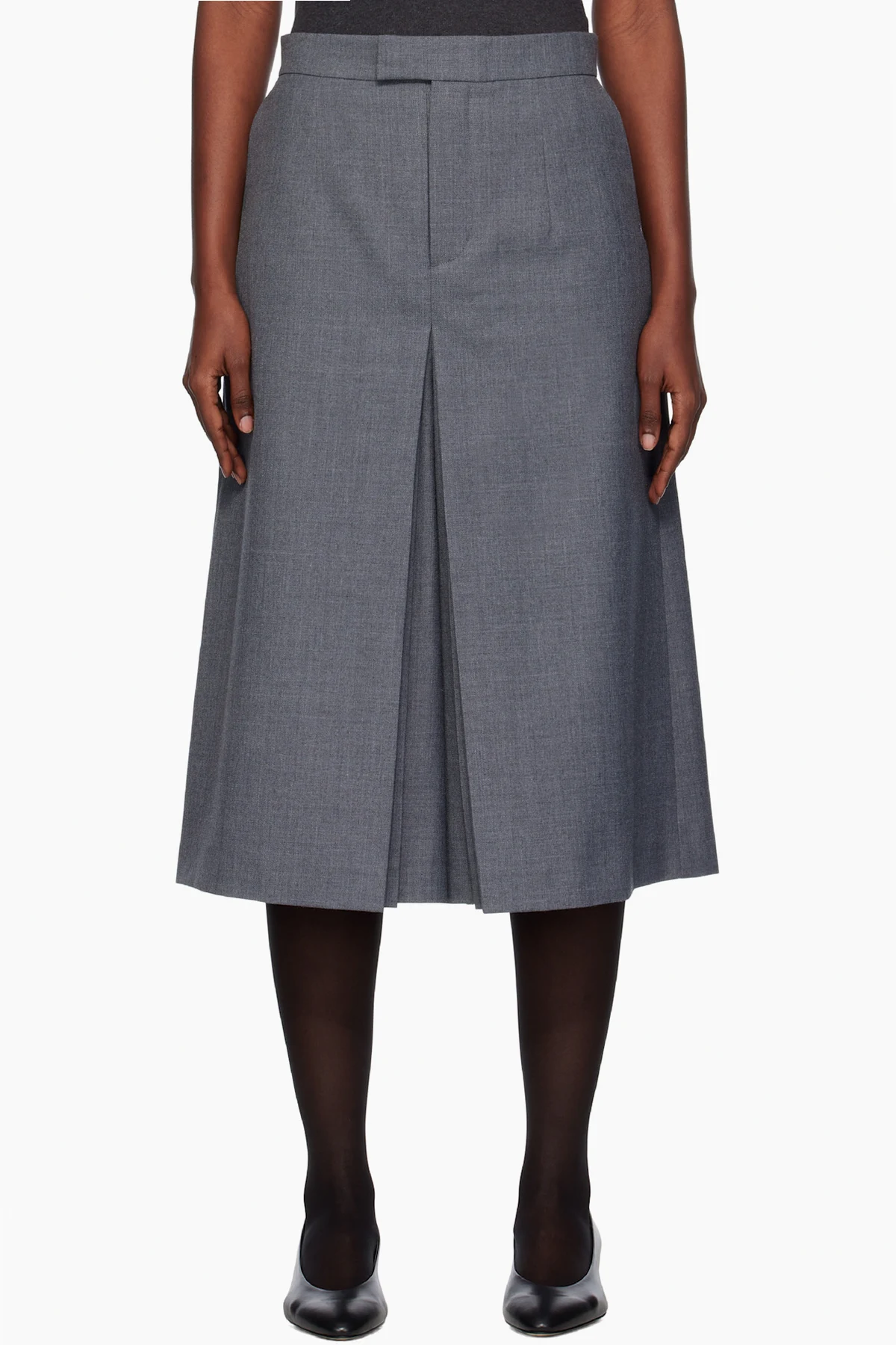 Gray Pleated Culottes Trousers