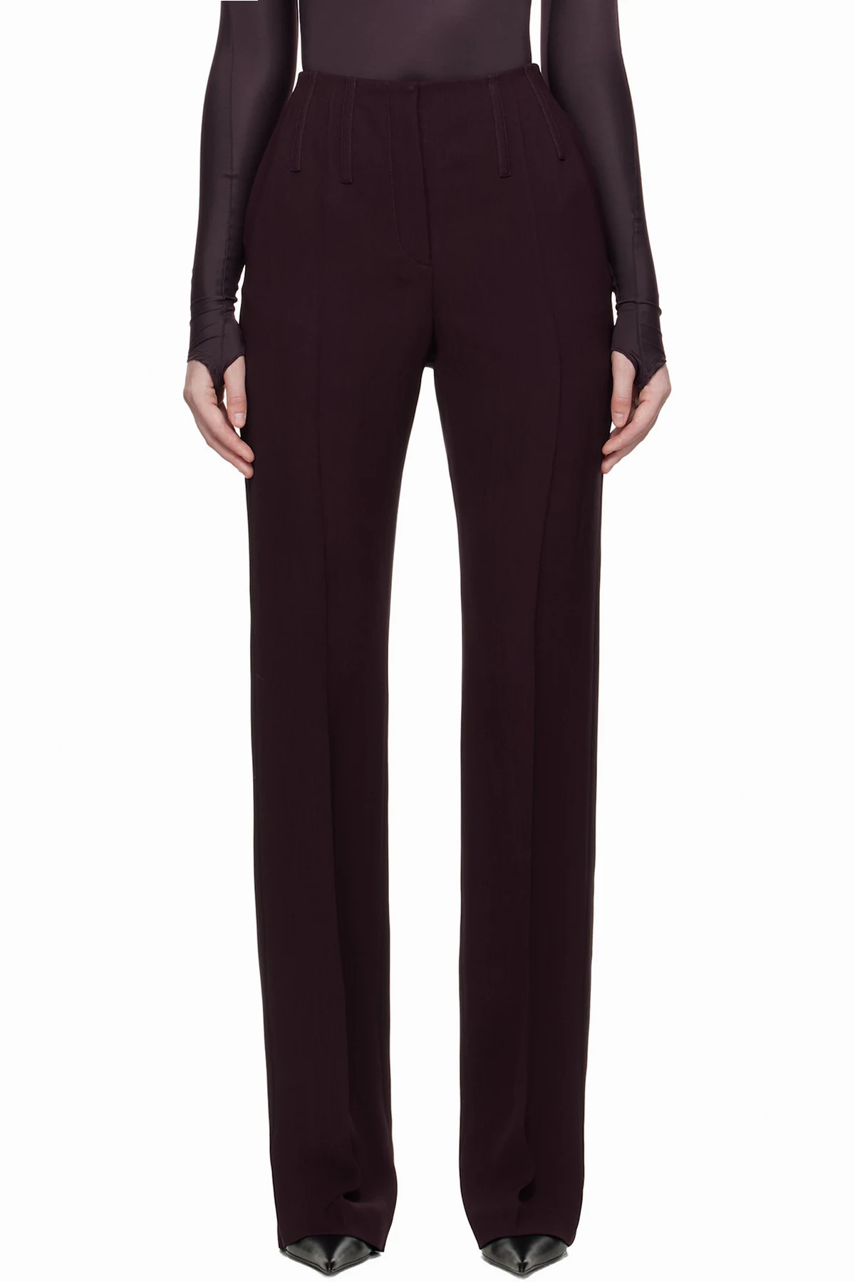 Burgundy Straight Boned Trousers