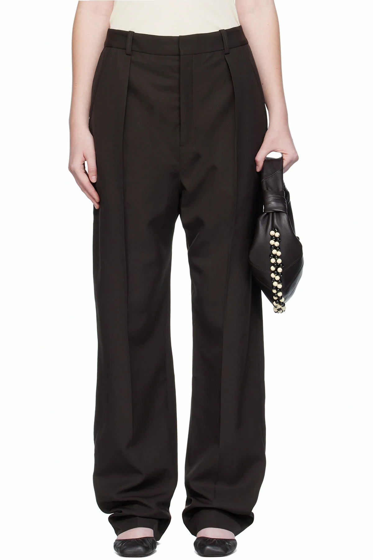 Brown Pleated Trousers