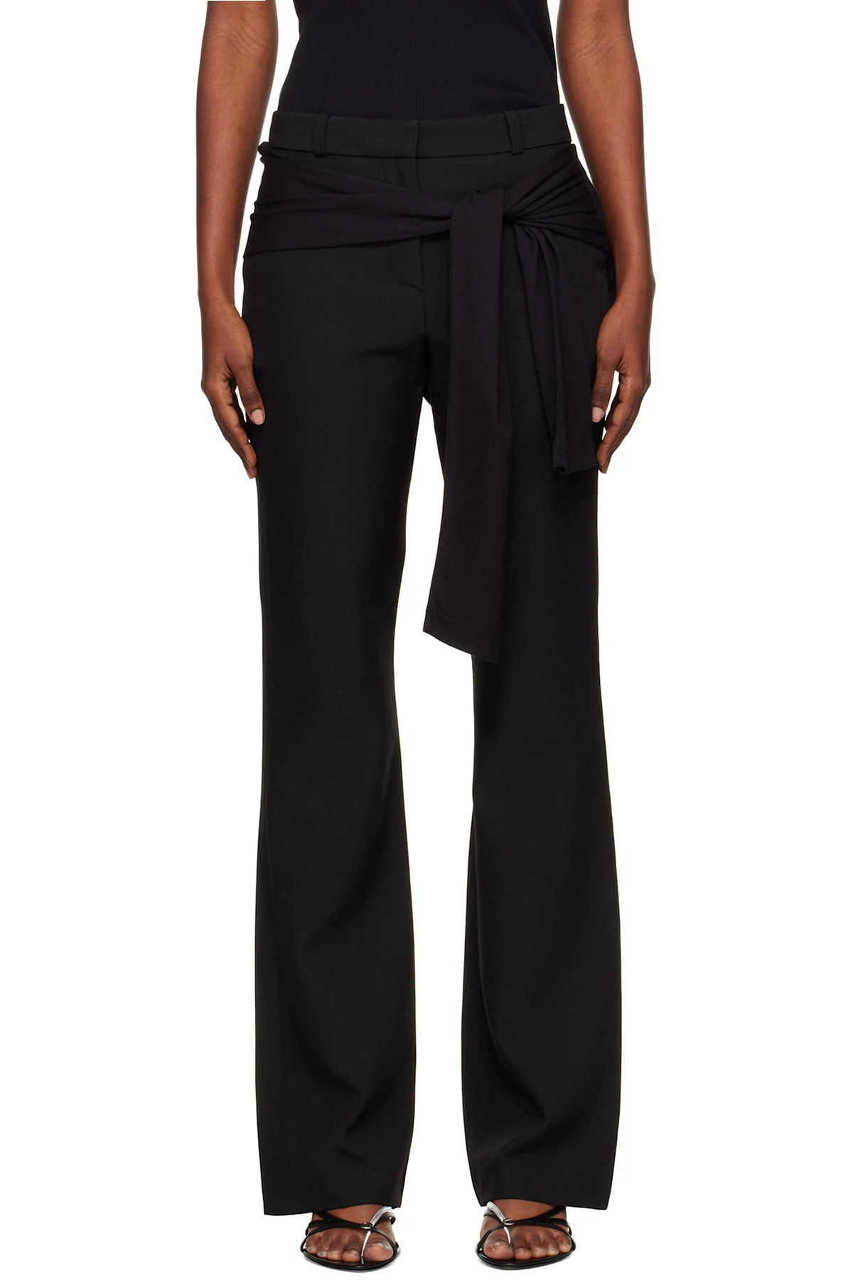Black Jersey Wrap Trousers