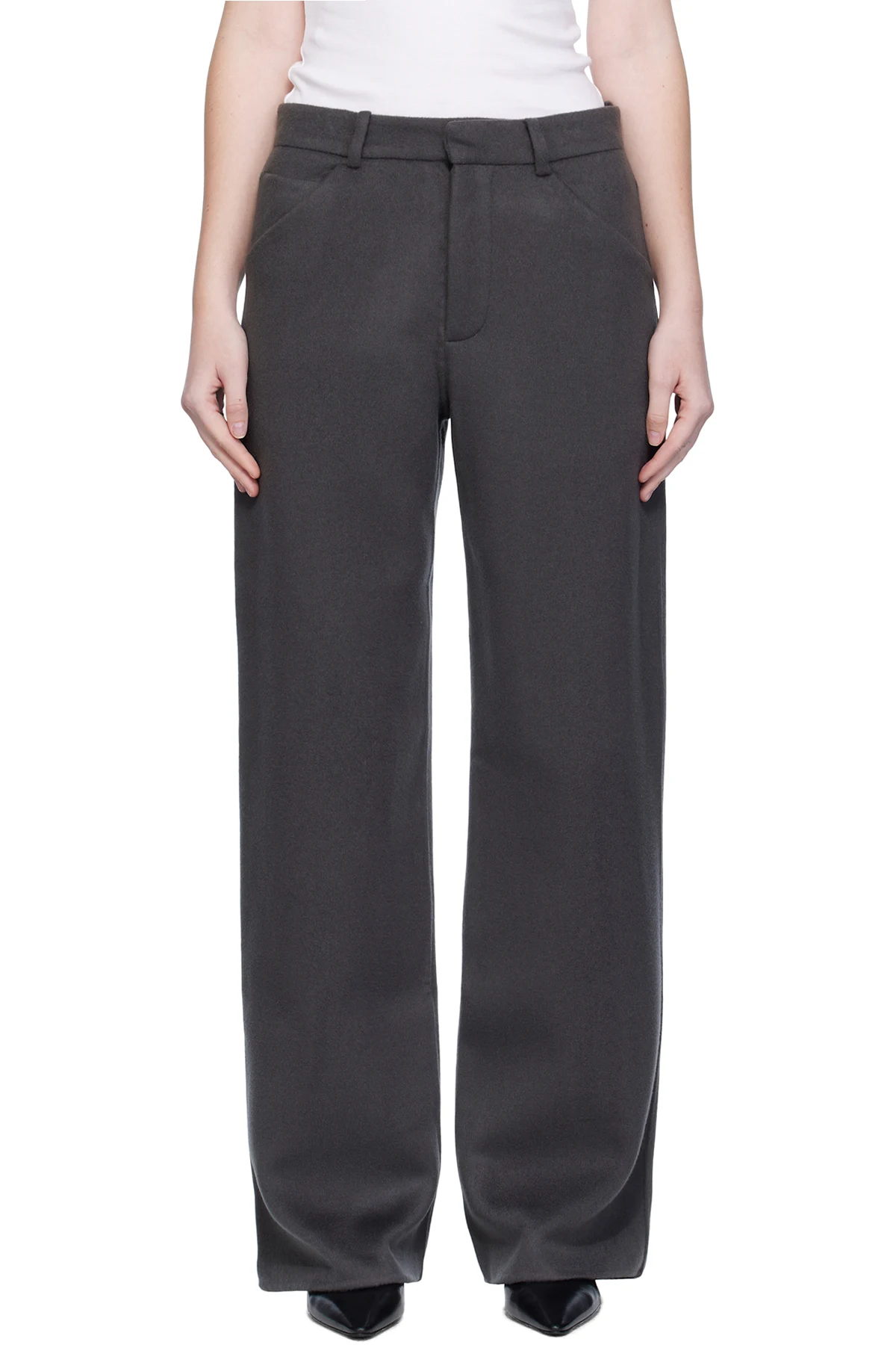 Gray Handmade Wool Cashmere Trousers