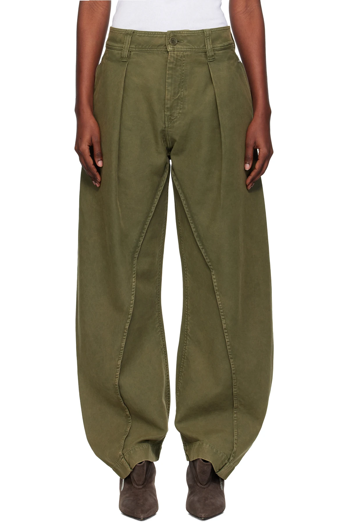 Khaki Twisted Seam Trousers