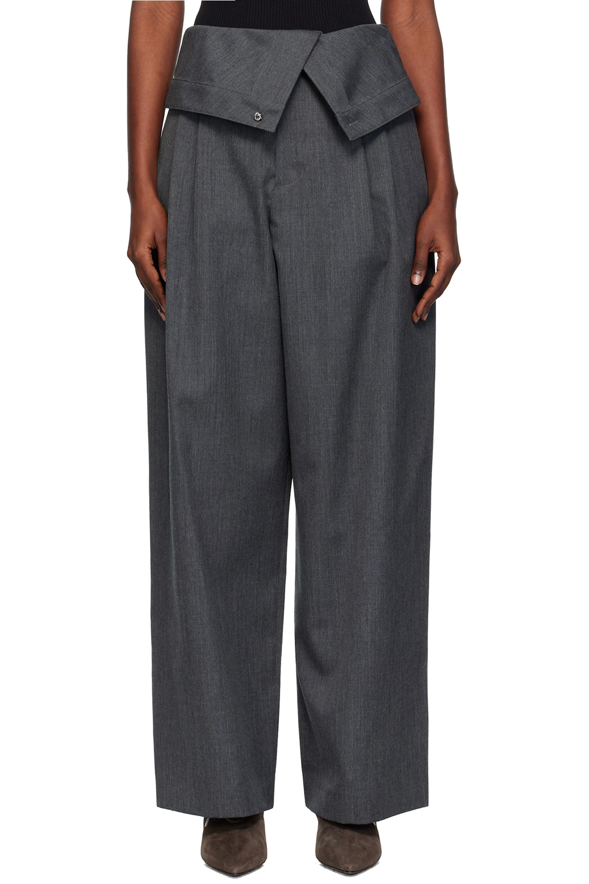 Gray Fold Over Trousers