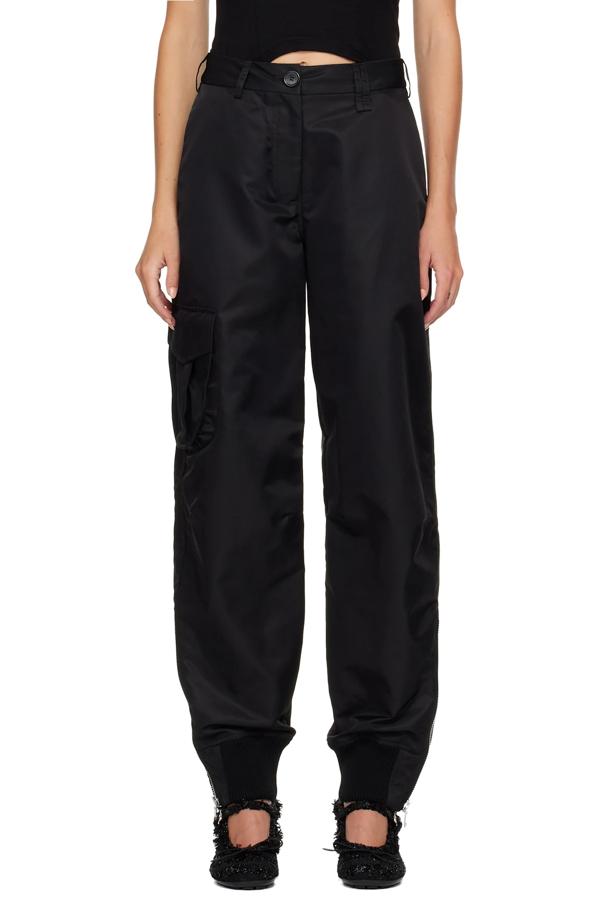Black Multi Pocket Ankle Zip Trousers