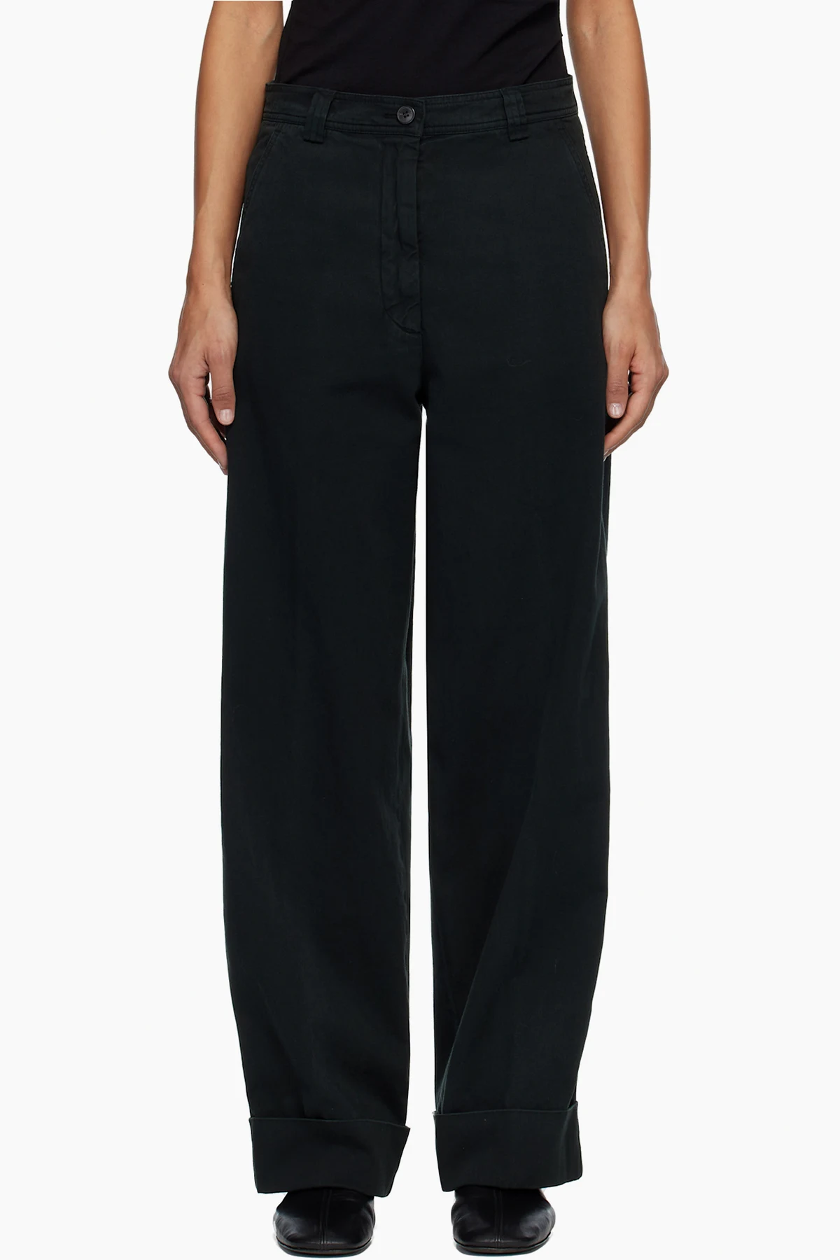 Green Cuffed Cotton Trousers