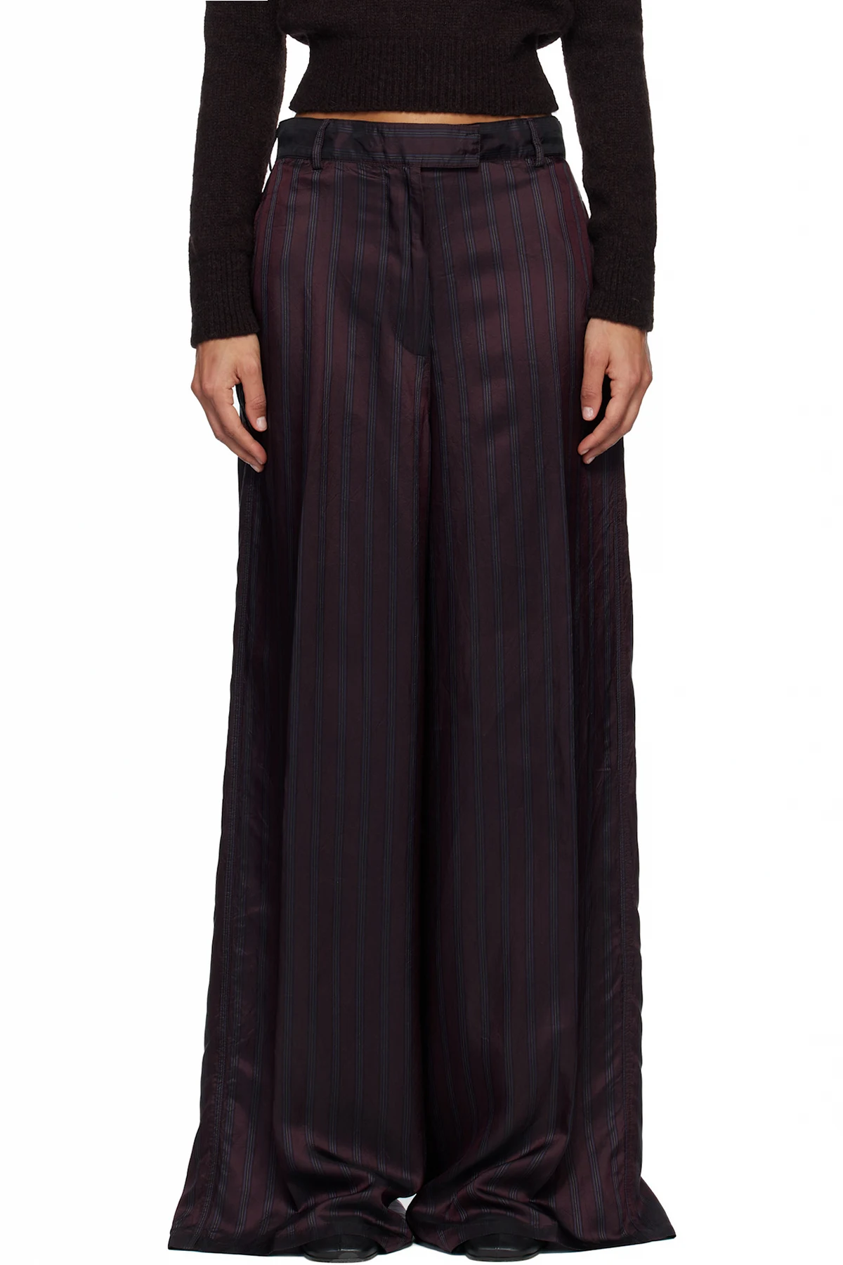 Burgundy Wide Leg Trousers