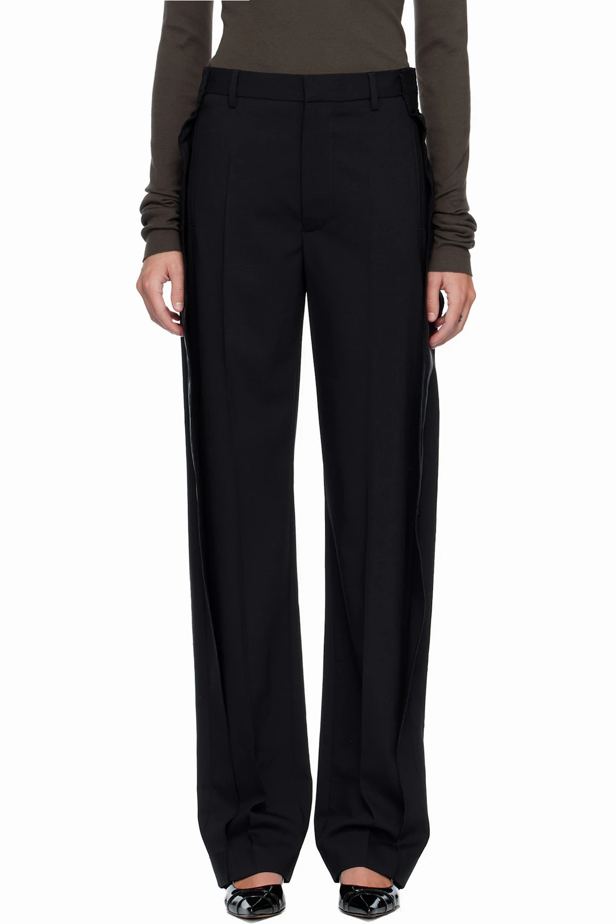 Black Fluid Wool Tailoring Trousers