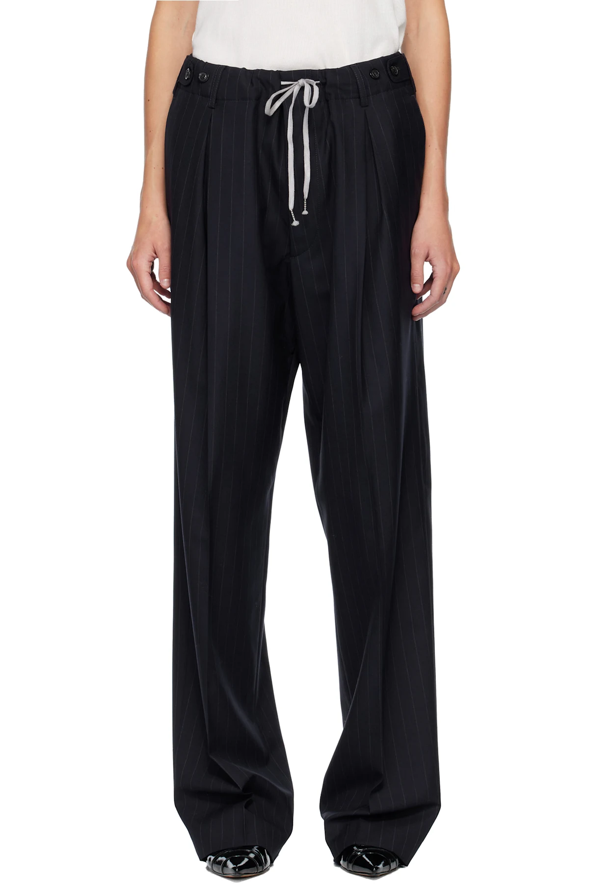 Navy Striped Trousers
