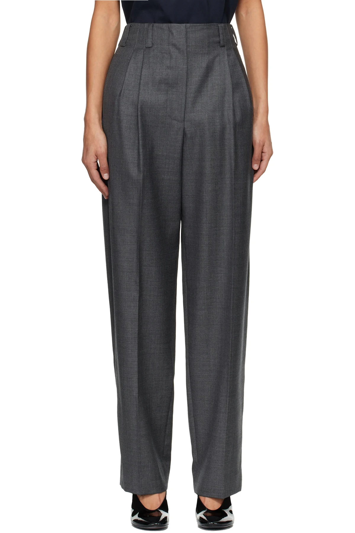 Gray Double Pleat Trousers