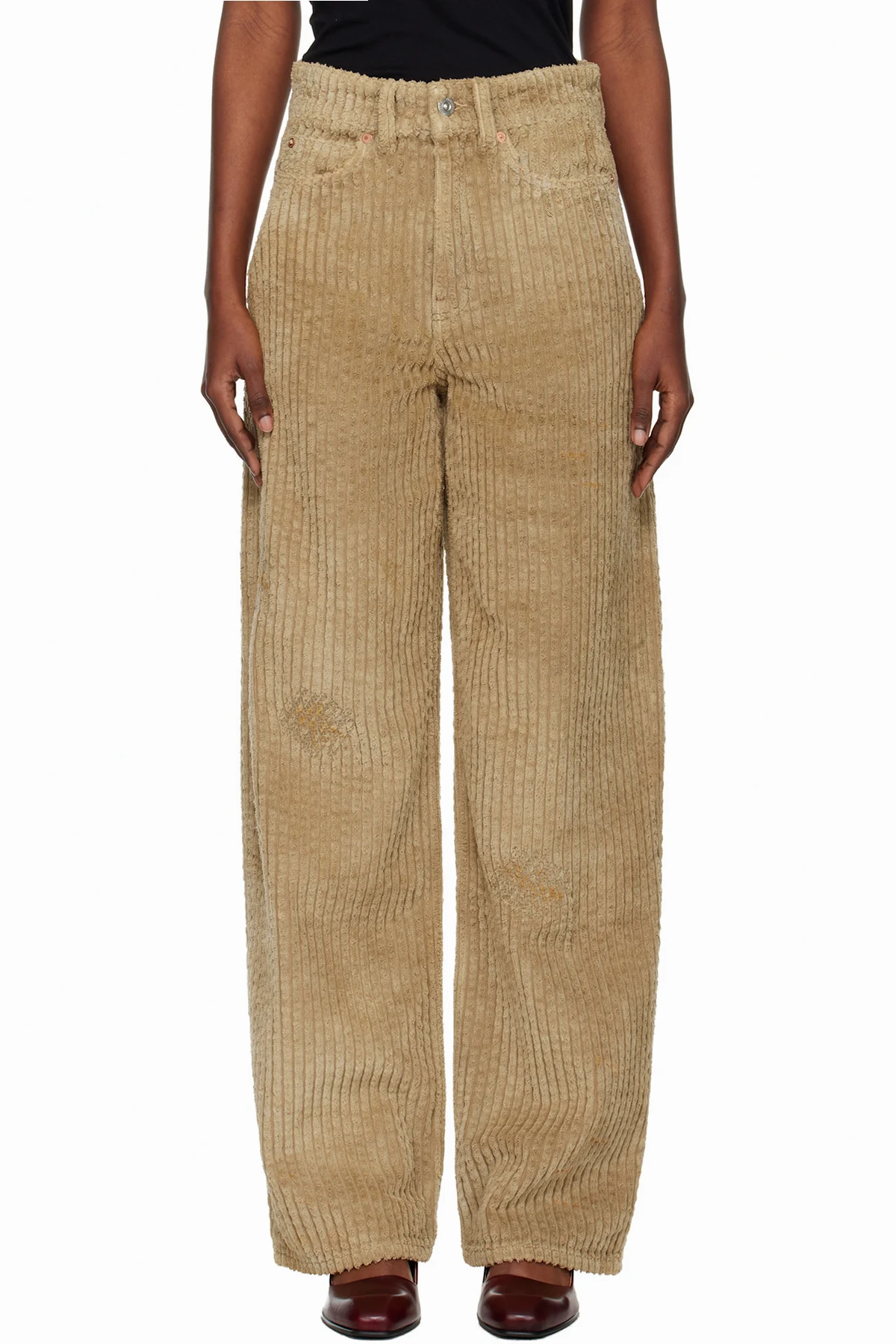 Beige Full Cut Trousers