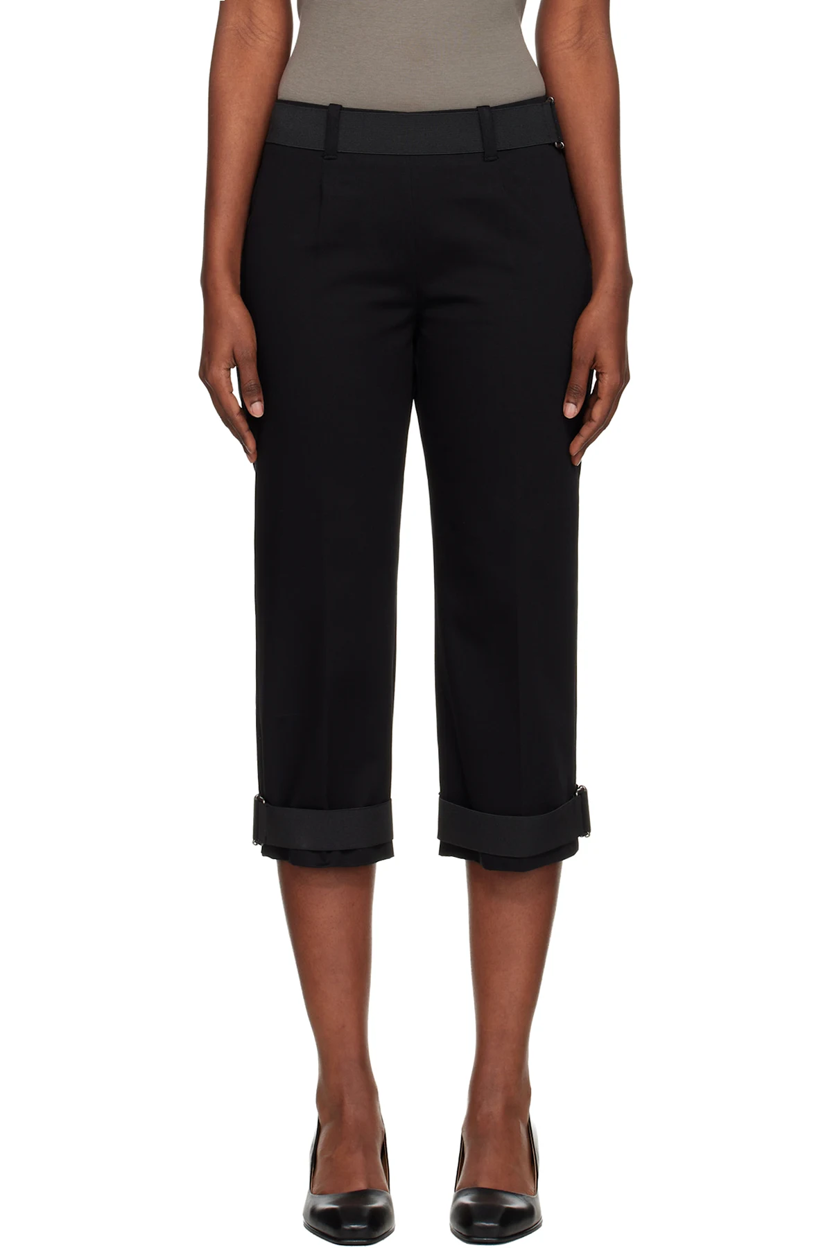 Black Sporty Capri Trousers