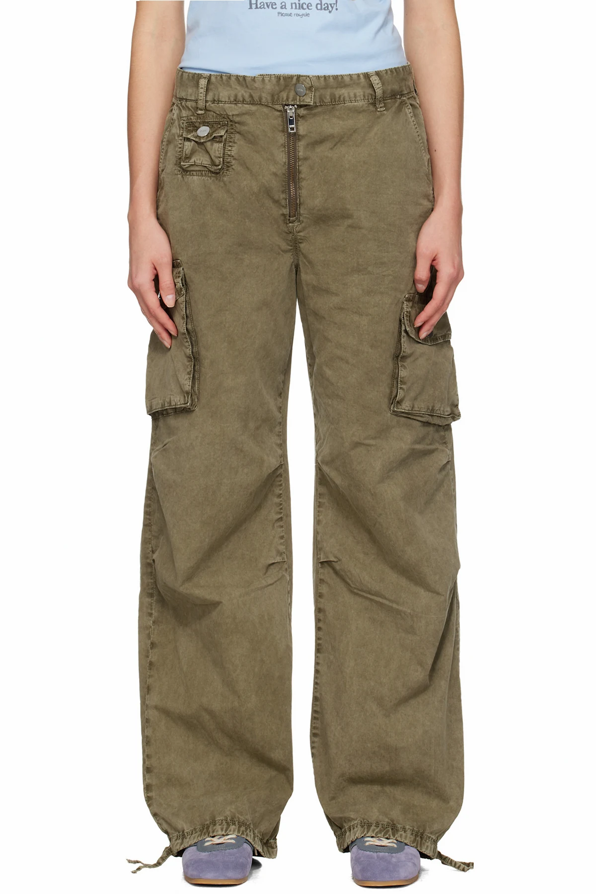 Khaki Washed Twill Trousers