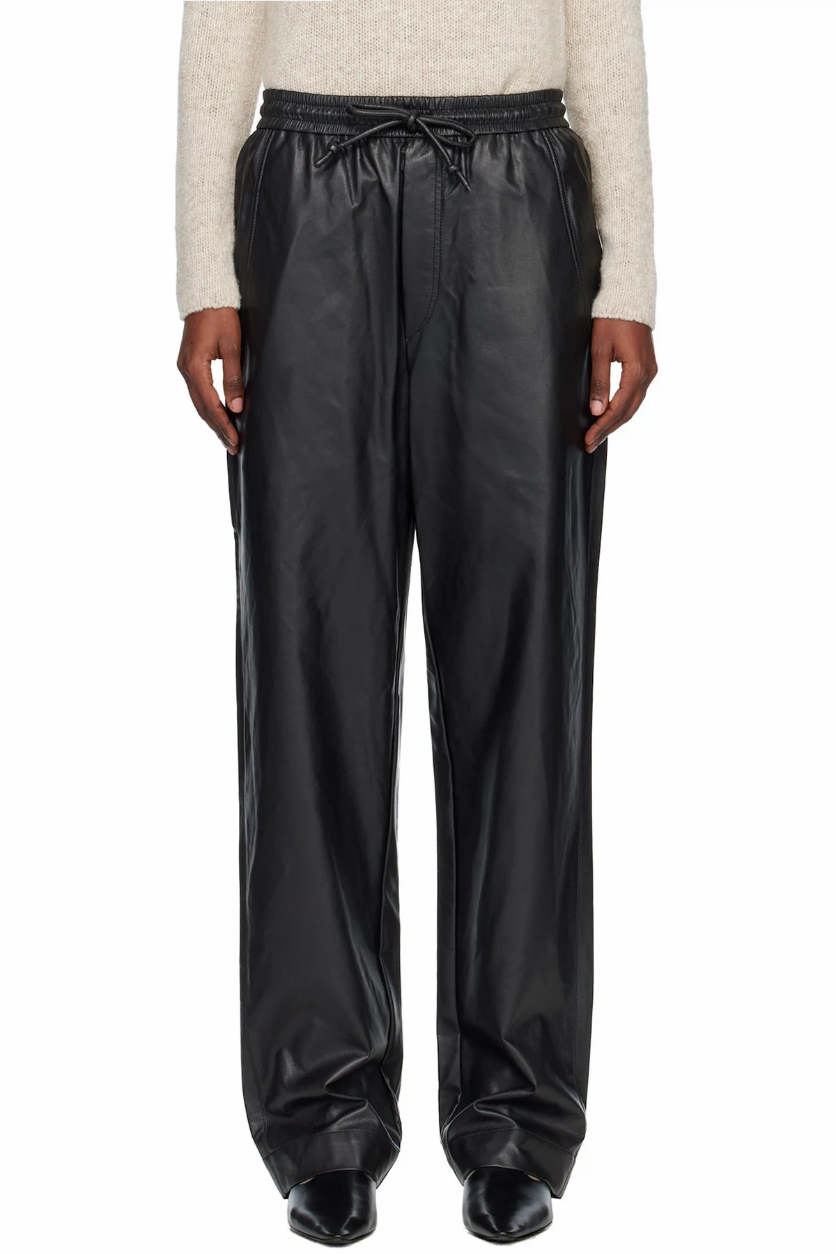 Black Nereane Faux-Leather Trousers