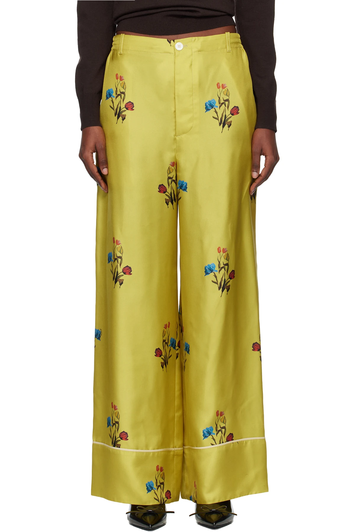 Yellow Silk Twill Trousers