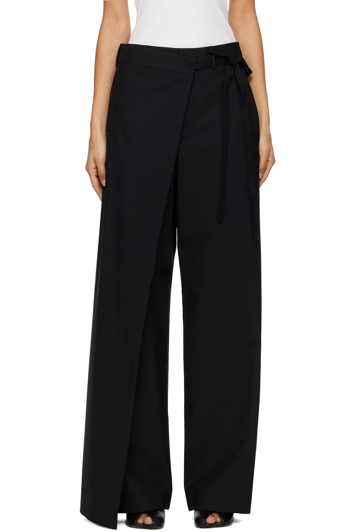Black Wool Blend Trousers