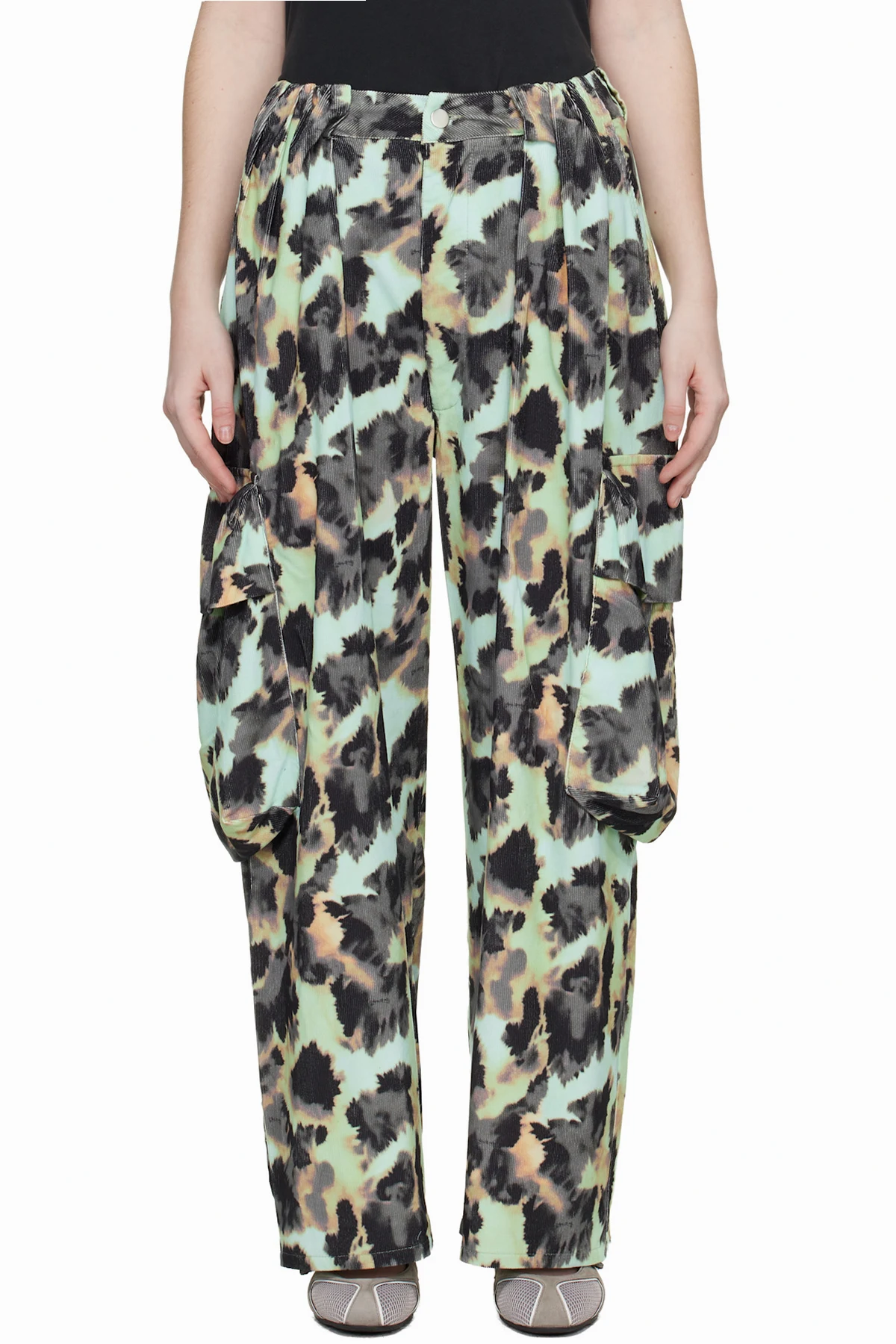 Multicolor Pleated Cargo Pants