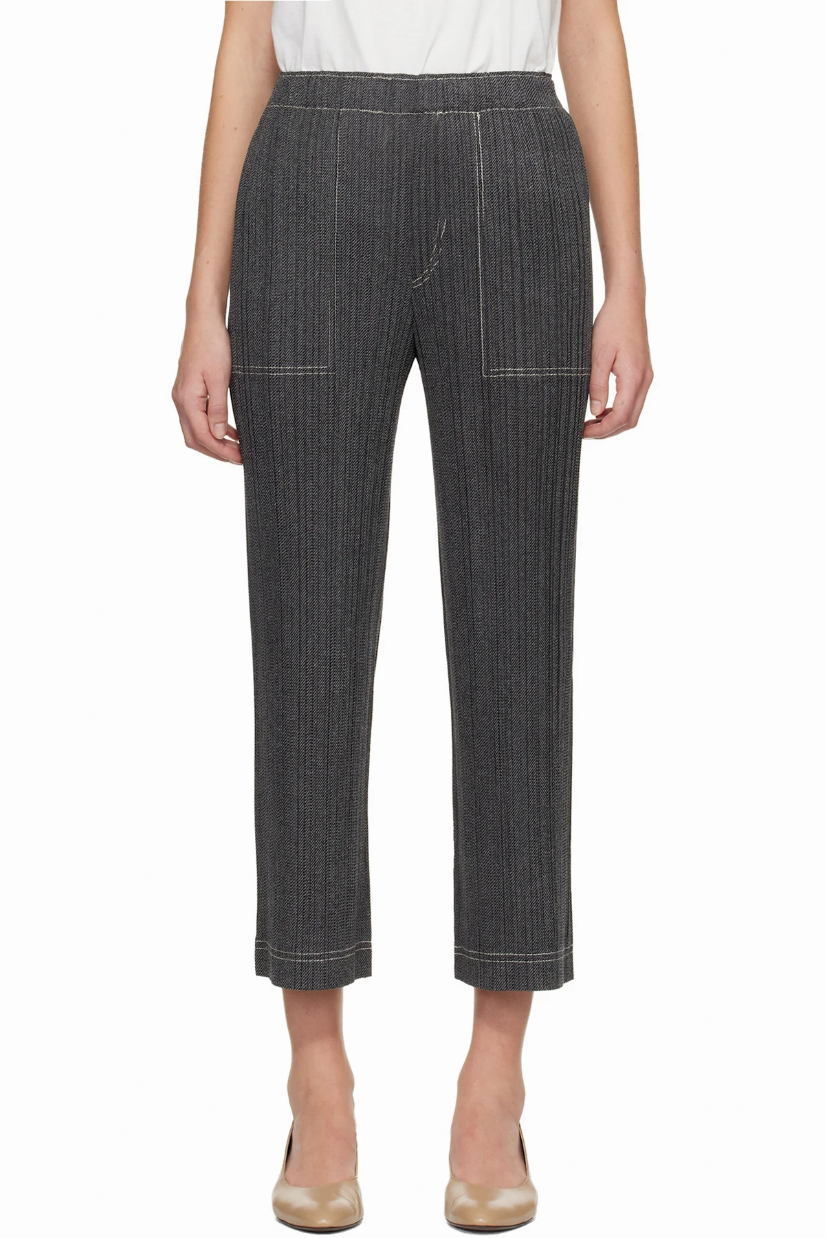 Gray Cotton Denim Trousers