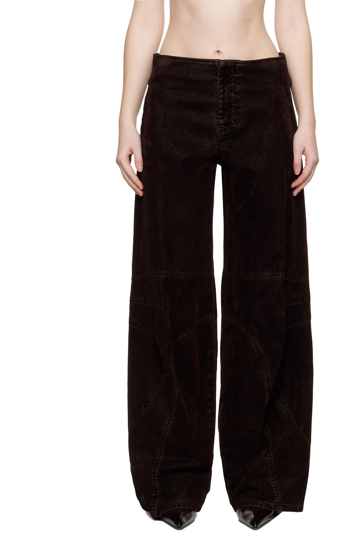 Brown Minimal Moto Trousers