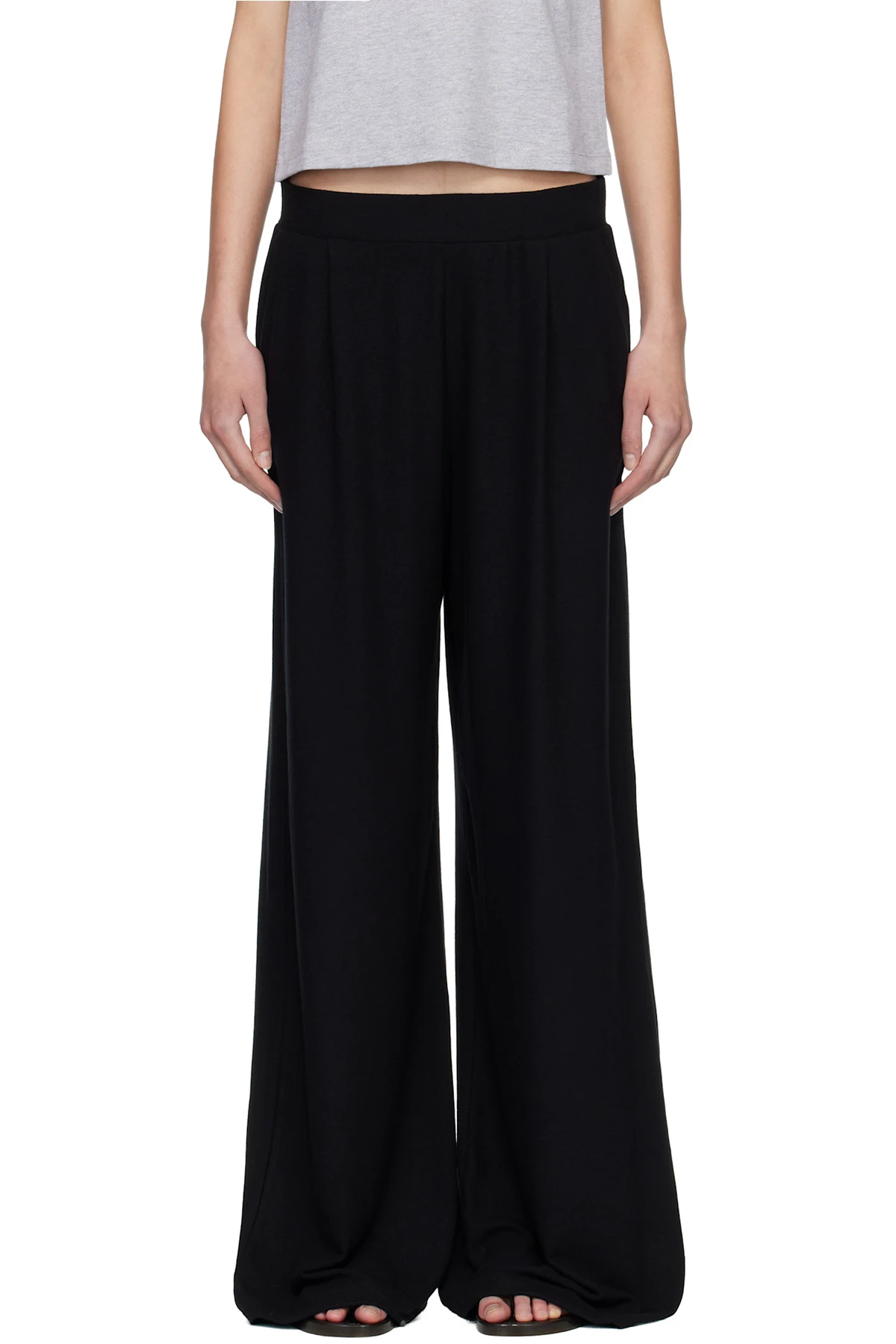 Black Lauren Pleated Pocket Trousers