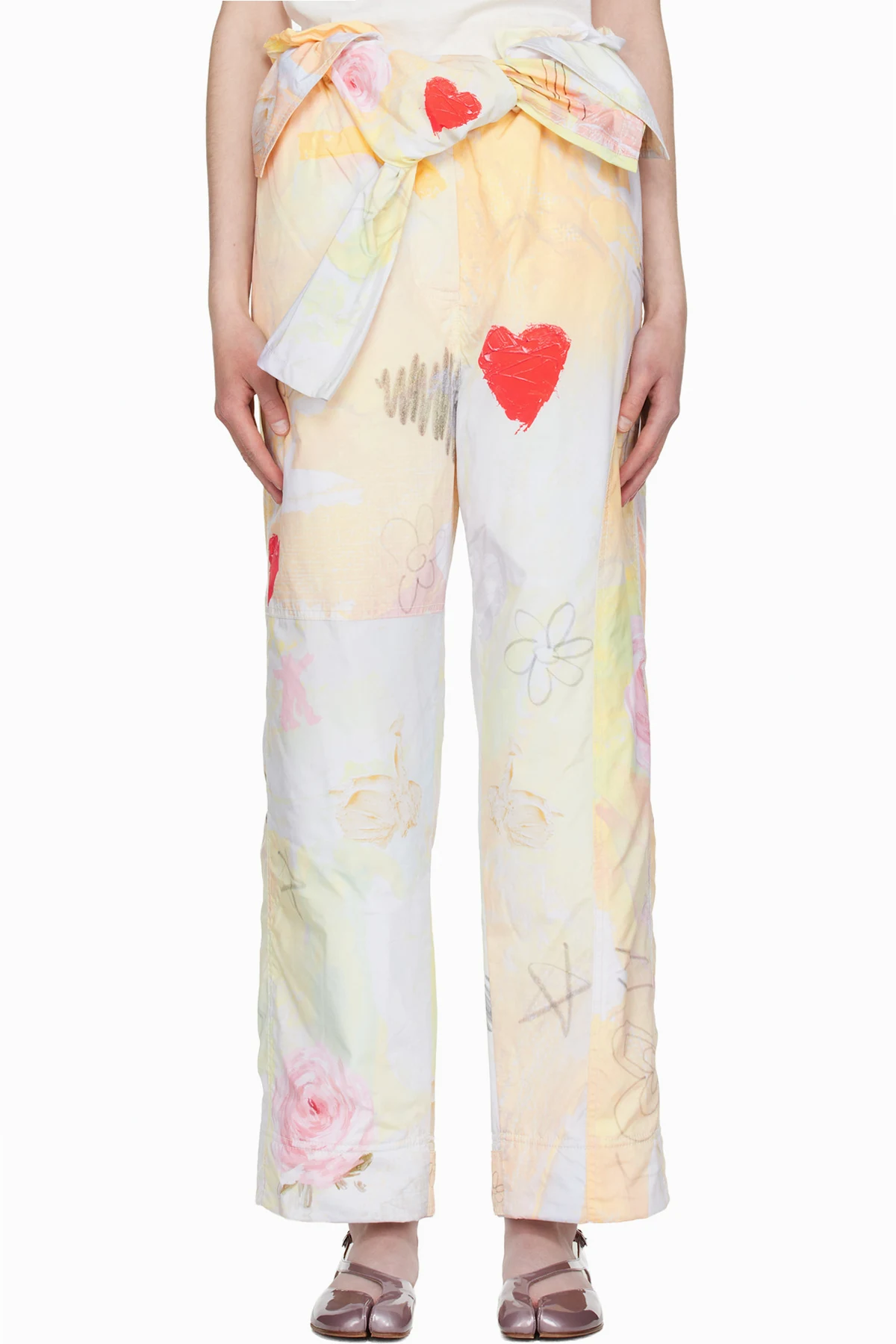 Multicolor Graphic Wrap Padded Trousers
