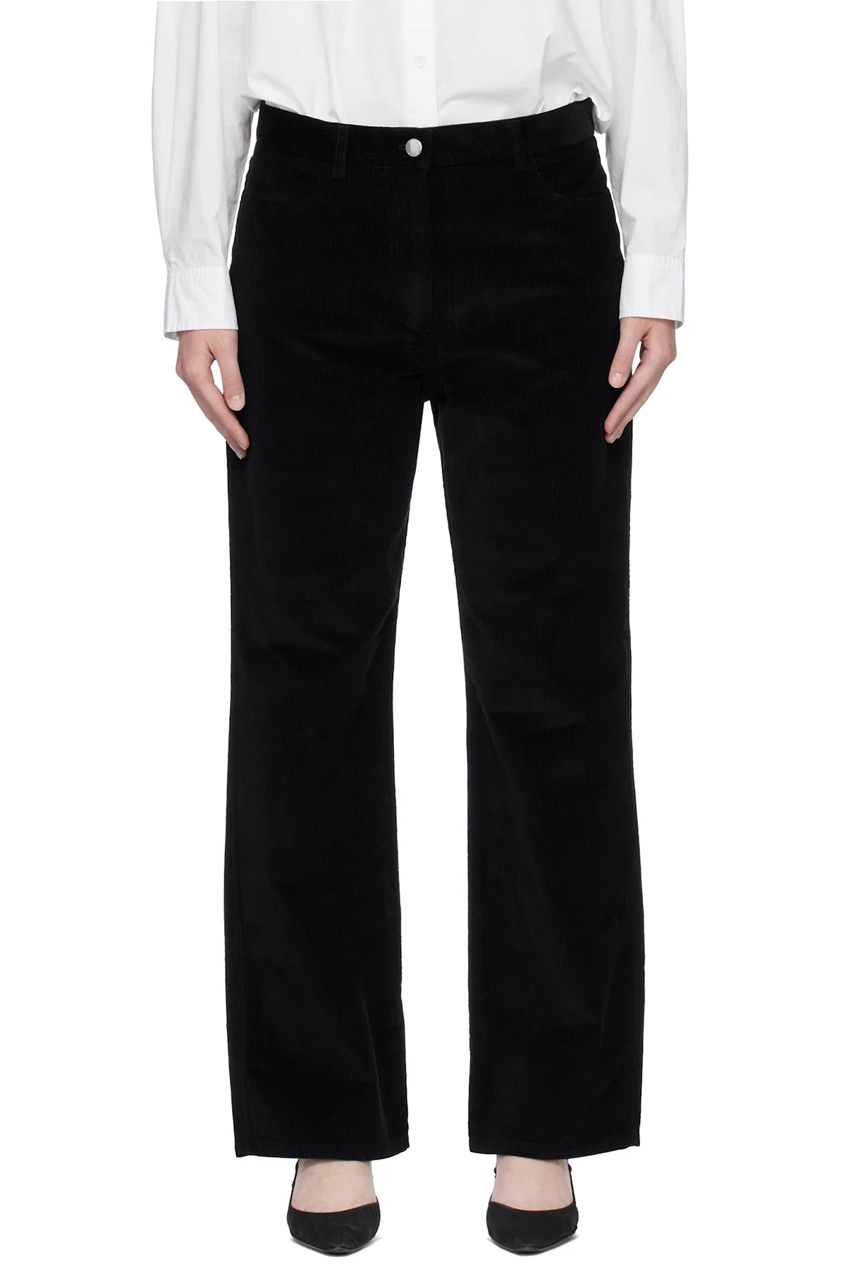Black Straight Cord Trousers