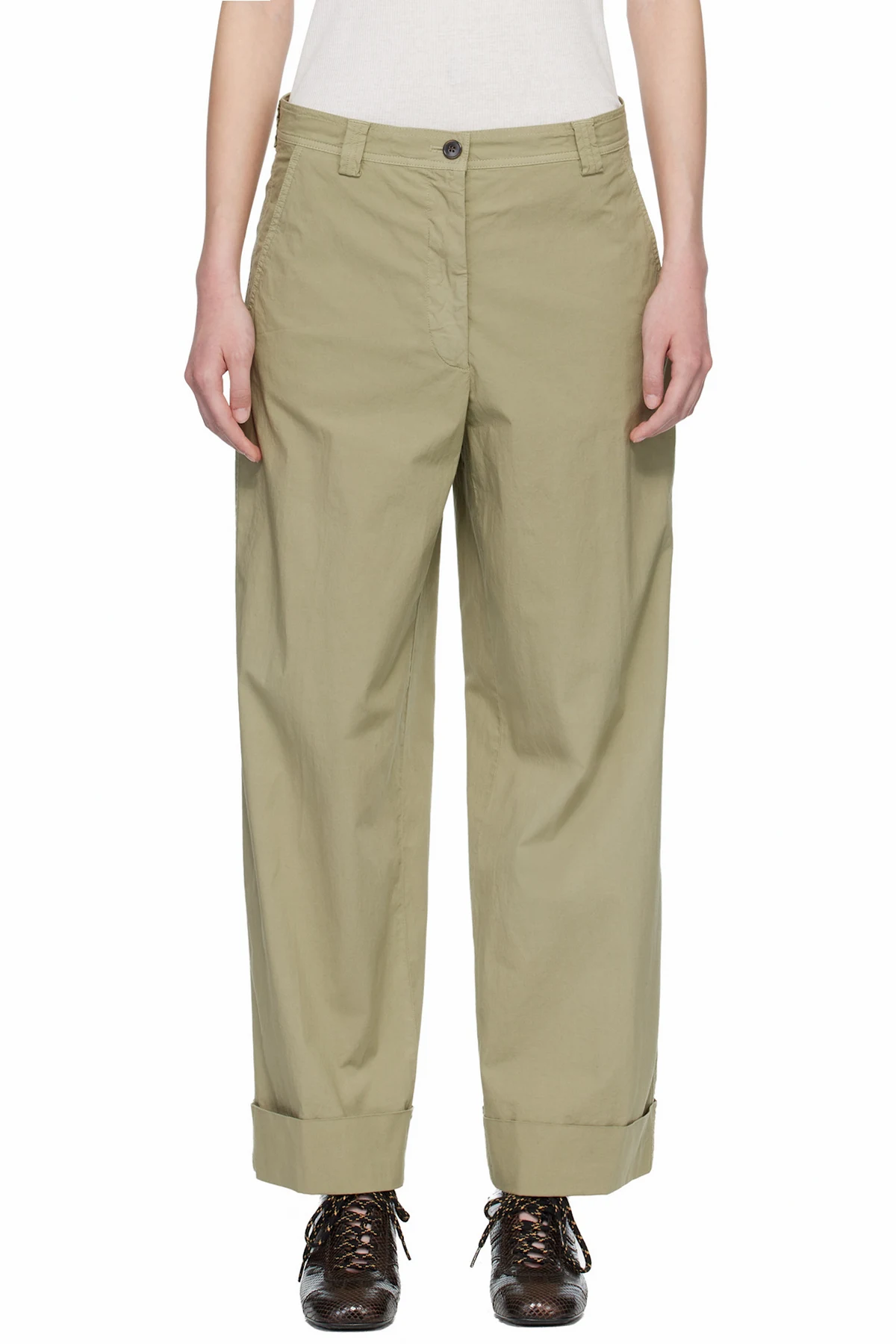 Beige Stretch Cotton Trousers