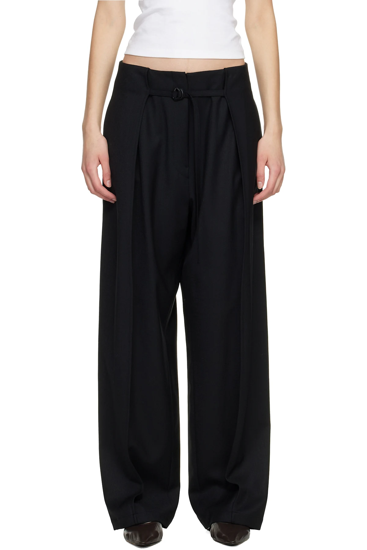 Black Tuck Tailored Trousers