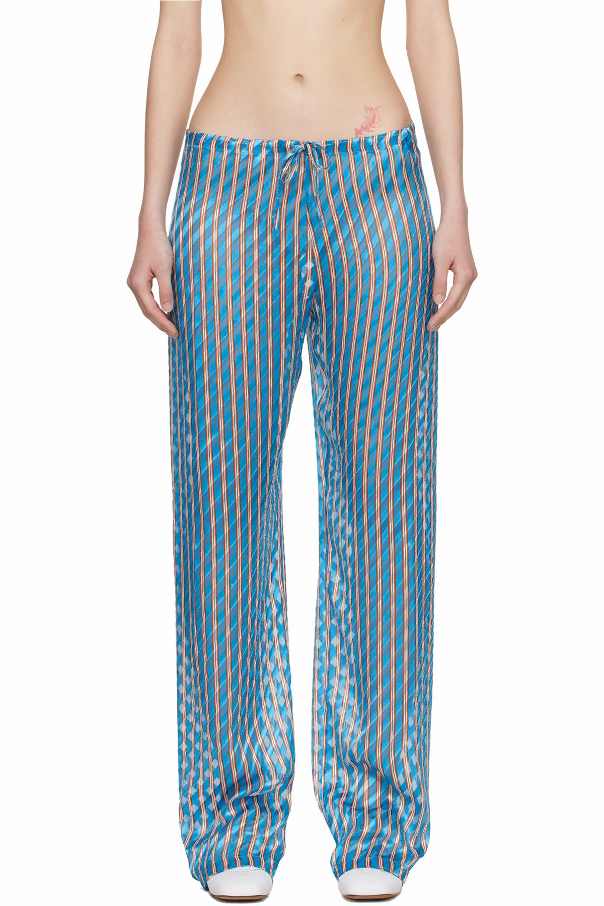 Blue Devoré Elasticated Trousers