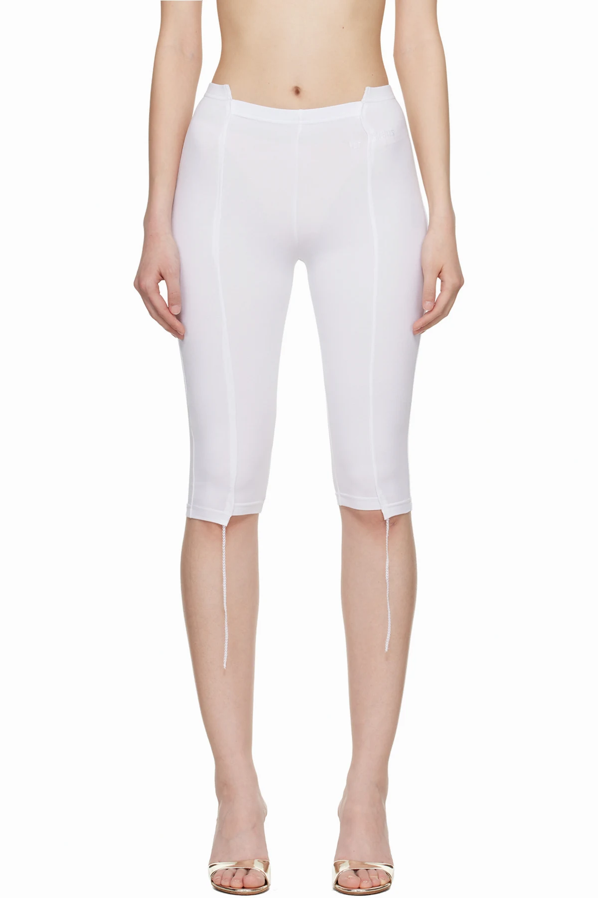 White Cut-Up Capri Trousers