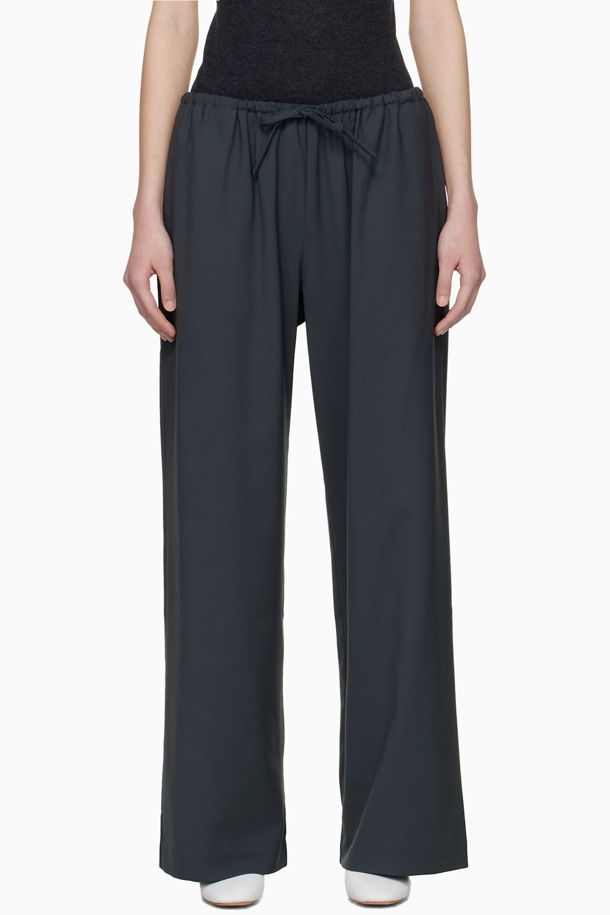 Gray Tailored Drawstring Trousers
