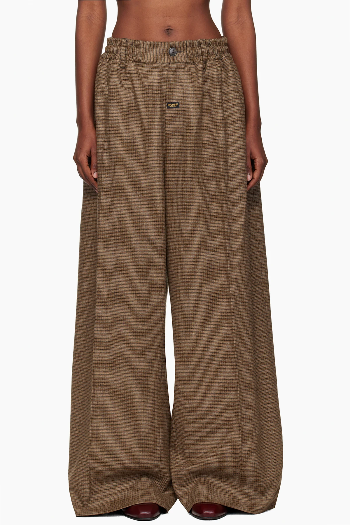 Brown Extreme Wide Leg Tailored Trousers
