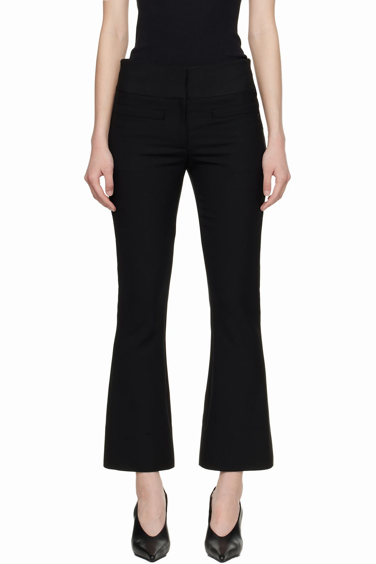 Black Heritage Cropped Bootcut Trousers