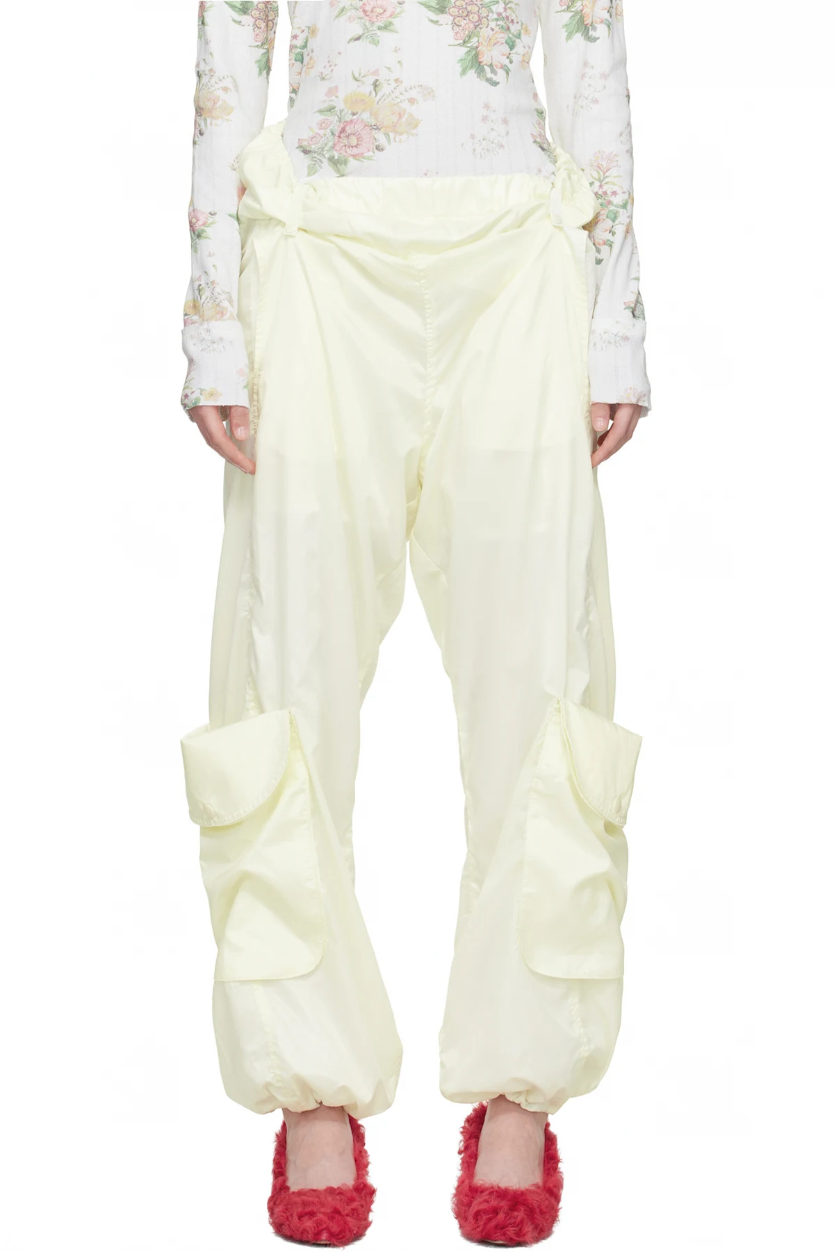 Yellow Rolled Waist Cargo Wind Cargo Pants