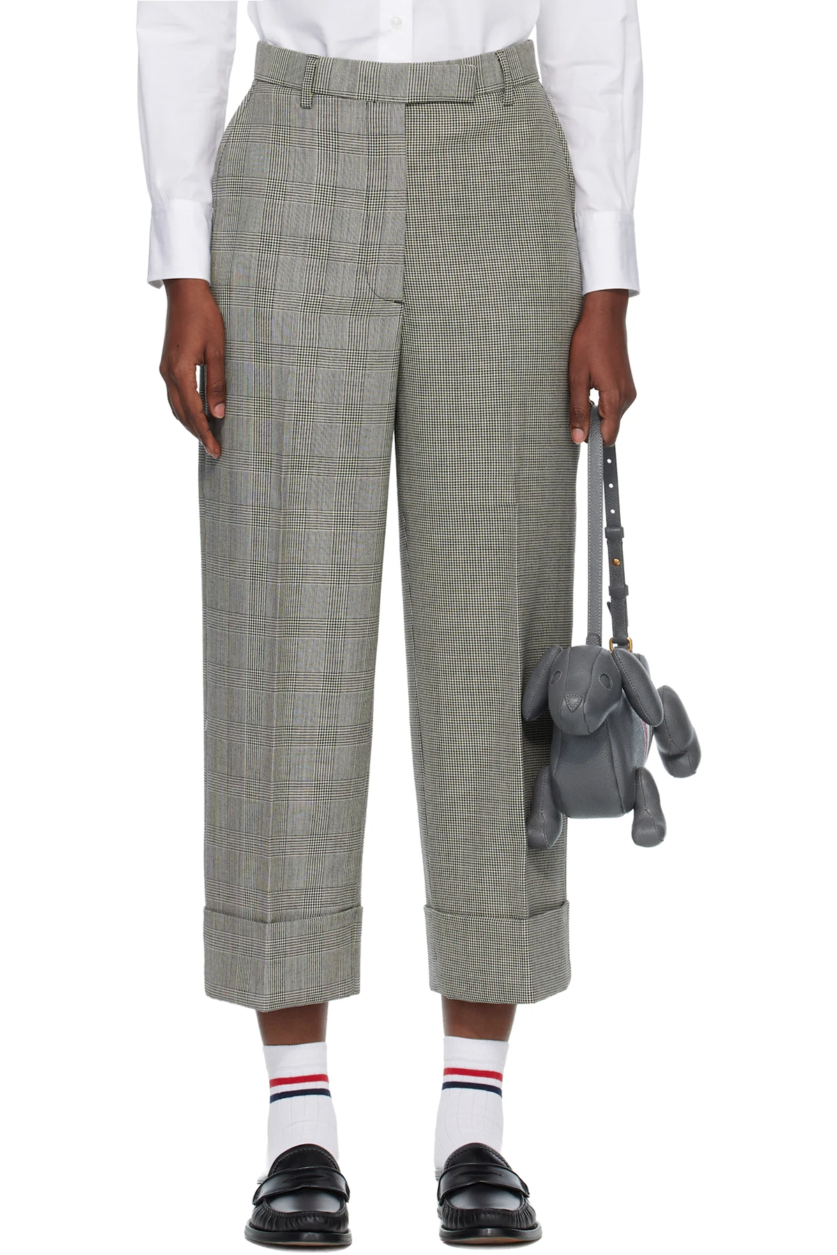 Black & White High Waisted Straight Leg Trousers